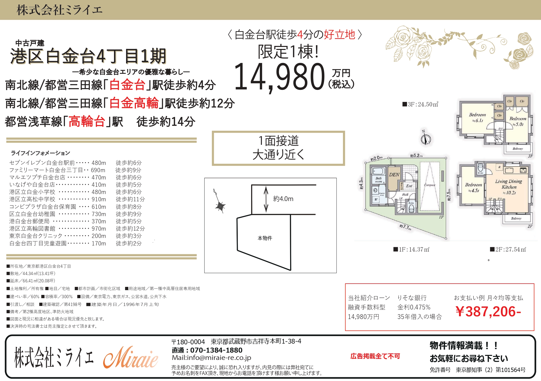 港区白金台4丁目 中古一戸建ての販売図面